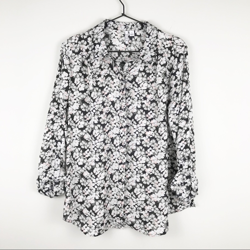 ELLE Floral Button Down Blouse